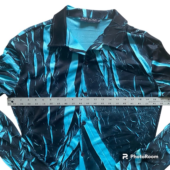 Mens Button Down Retro Shirt Size M Long Sleeve - Picture 3 of 7